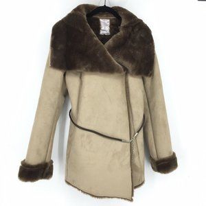 Jennifer Lopez Tan and Brown Faux Fur Coat